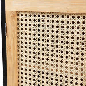 Badhängskåp Tervola 60x60x20 cm Svart/Bambu [en.casa]