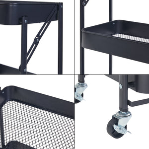 Vagn Vörå med 3 nivåer 88x45x30cm svart [en.casa]