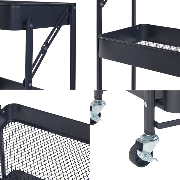 Vagn Vörå med 3 nivåer 88x45x30cm svart [en.casa]