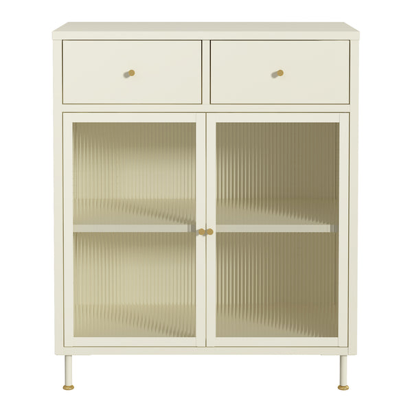 Vitrinskåp Lindau 97x80x40 cm stål creme [en.casa]