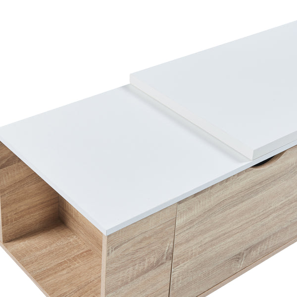 Sidobord Österåker 100x47,5x40 cm Träutseende/Vit [en.casa]