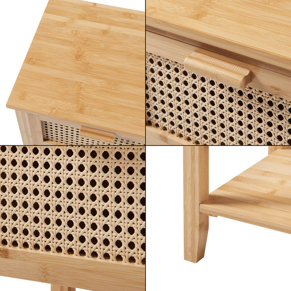 Nattduksbord Leirfjord 60x40x35 cm Bambus Natur [en.casa]