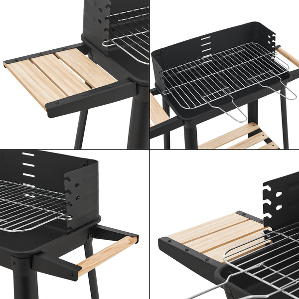 Ari grillvagn 78x86x30cm svart/trä [casa.pro]