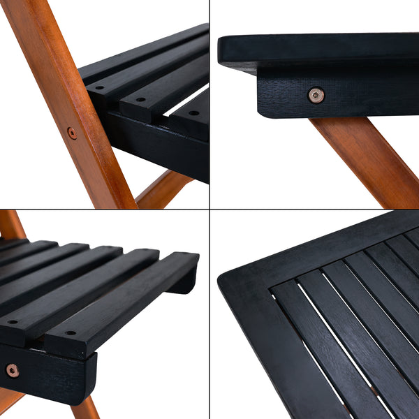 Matgrupp Altamura av bord och 4 stolar akacia [en.casa]