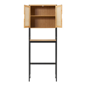 Toalettsskåp Tervola 172x63x27 cm Svart/Bambu [en.casa]