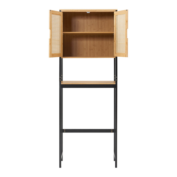 Toalettsskåp Tervola 172x63x27 cm Svart/Bambu [en.casa]