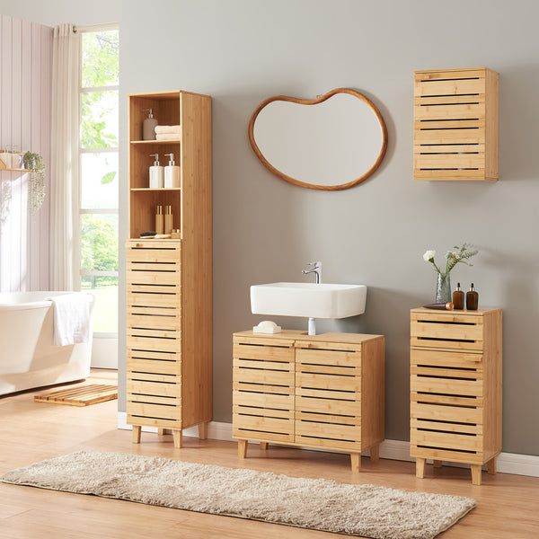 Tvättställsskåp Epind 60x66x30 cm Bambus Natur [en.casa]