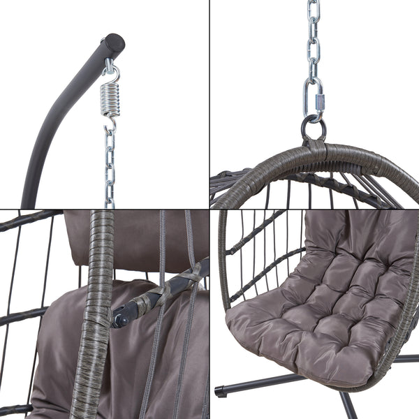 Hängstol Edeng med stativ grå 196x110x95 cm [en.casa]