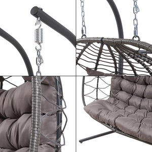 Dubbel hängstol Skense med ram 198x156x98 cm Grå [en.casa]
