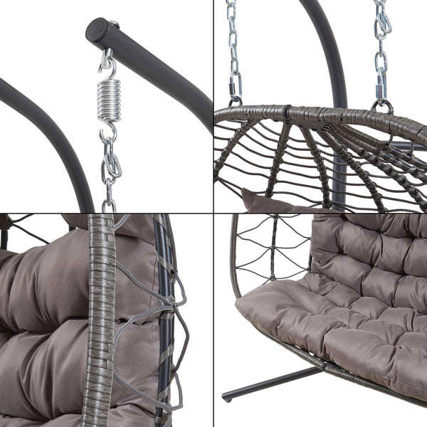 Dubbel hängstol Skense med ram 198x156x98 cm Grå [en.casa]