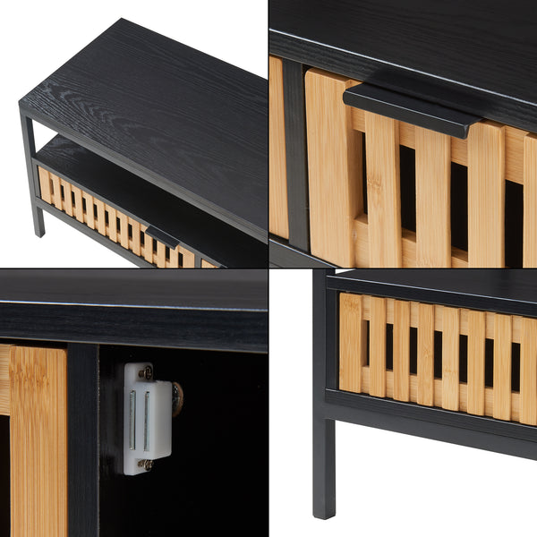 Soffbord Luniehti 100x40x48 cm Svart/Natur [en.casa]