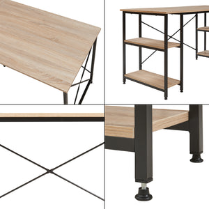 Skrivbord Klirurud med 2 hyllor L-format 150x150x75 cm eklook [en.casa]