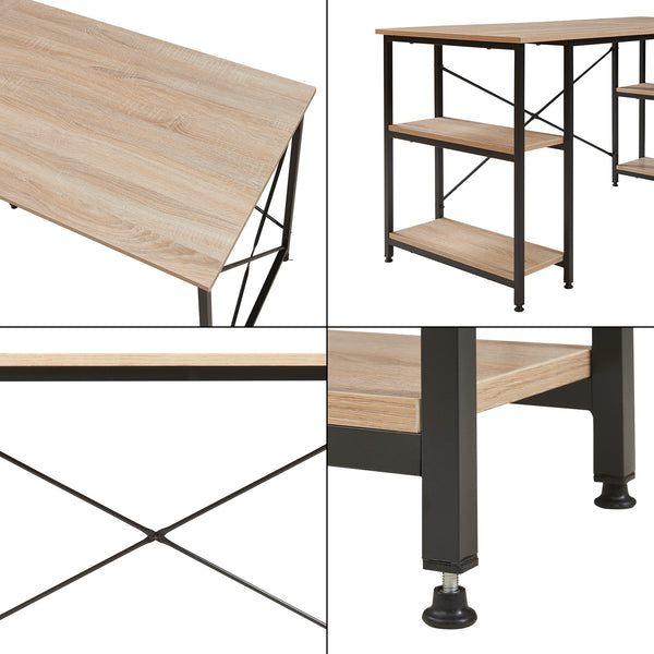 Skrivbord Klirurud med 2 hyllor L-format 150x150x75 cm eklook [en.casa]