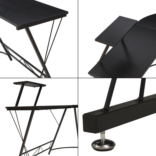Skrivbord Yremso L-format 122x122x98 cm Svart [en.casa]