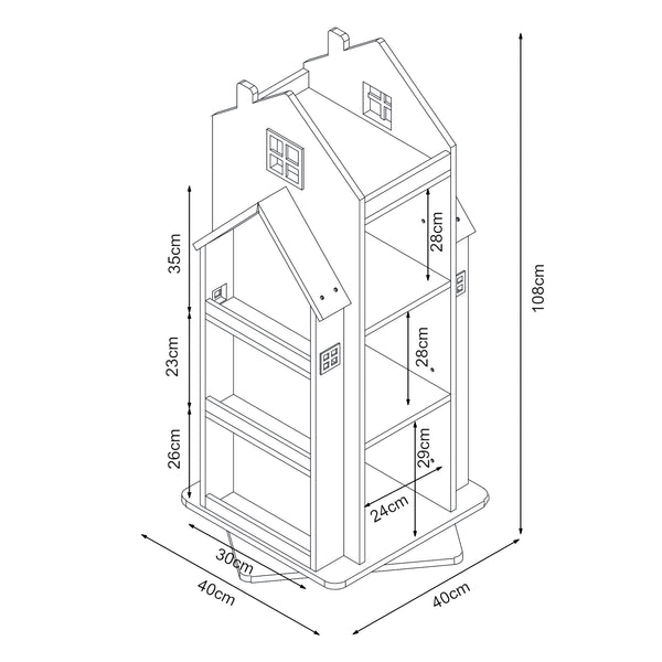 Roterbart barnhylla Vipsali 108x40x40 cm [en.casa]