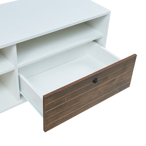 Tv-bänk Vare 165x40x65,5 cm vit valnötsfärg [en.casa] 