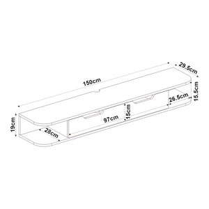 TV-lågt bord hängande Karjali 150x30x19 cm eklook [en.casa]