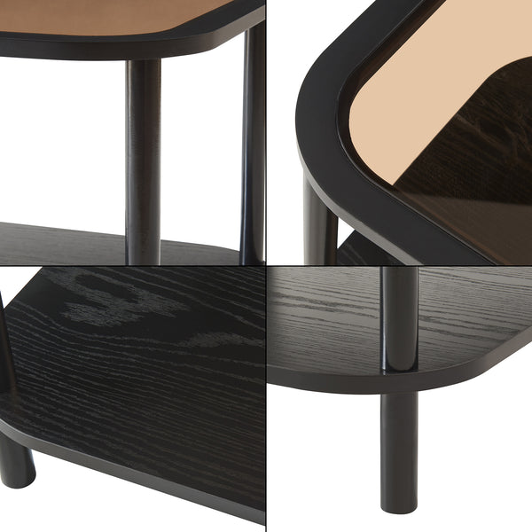 Sidobord Latama med glasskiva 51x51x45 cm Svart/Bronsglas [en.casa]