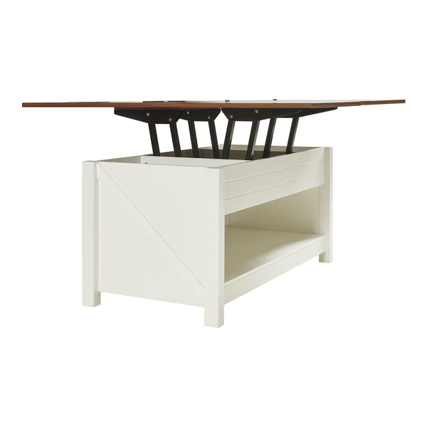 Soffbord Kasama med lyftskiva och förvaringsutrymme 110x55x54 cm valnötslook/vitt [en.casa]