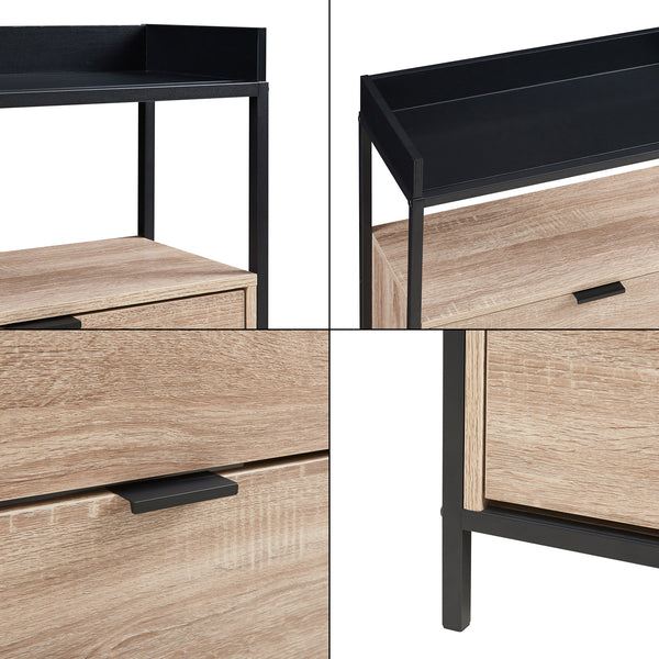 Skobänk Belana med 2 luckor 116x60x24 cm Svart/Eklook [en.casa]