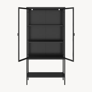 Vitrinskåp Borshavisa stål 2-dörrar 160x80x35 cm svart [en.casa]