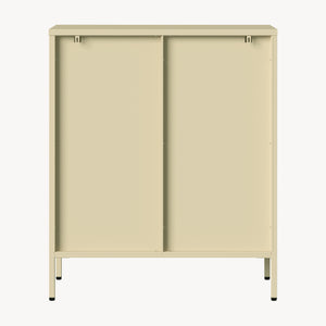 Vitrinskåp-Sideboard Klippestad Stål 95x80x35 cm Kamelfärgad [en.casa]