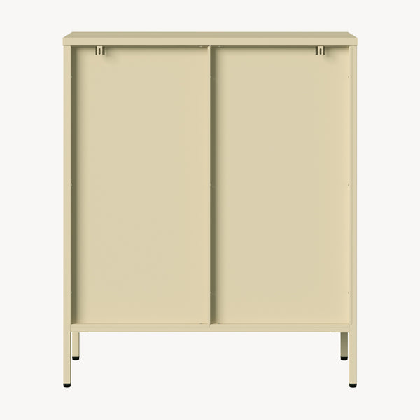 Vitrinskåp-Sideboard Klippestad Stål 95x80x35 cm Kamelfärgad [en.casa]