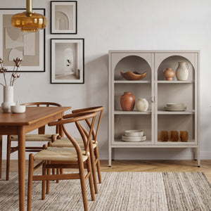 Vitrinskåp-Sideboard Klippestad Stål 95x80x35 cm Kamelfärgat [en.casa]