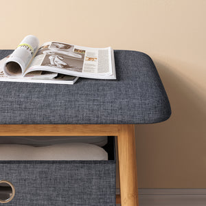 Sittbänk Vad med 2 förvaringslådor 90x30x45 cm Natur/Grå [en.casa]