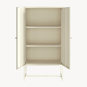 Highboard Viitasaari 150x80x40 cm stål krämvit [en.casa]