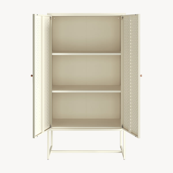 Highboard Viitasaari 150x80x40 cm stål krämvit [en.casa]