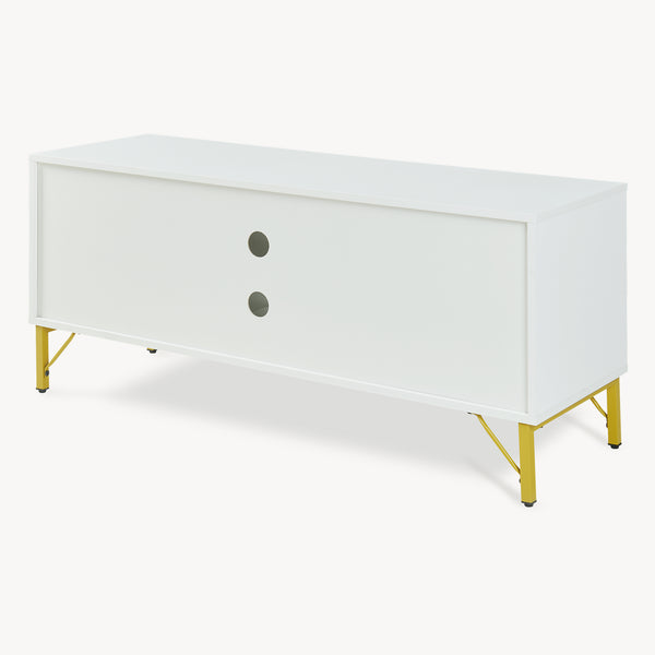 TV-bänk Reyri 120x39x52 cm Vit/Guldfärgad [en.casa]