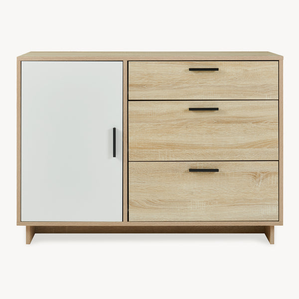 Sideboard Kenta 100x35x72 cm Sonoma-ekoptik/Vit [en.casa]