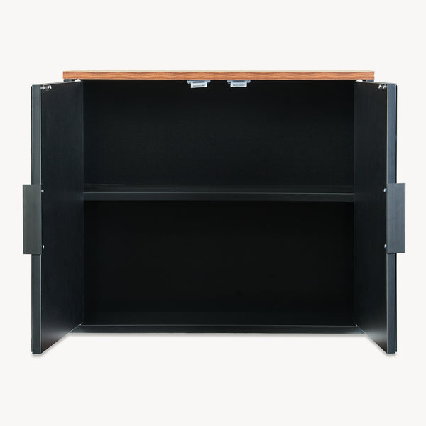 Spegelsskåp Trond 50x60x15 cm Svart/Valnötsutseende [en.casa]