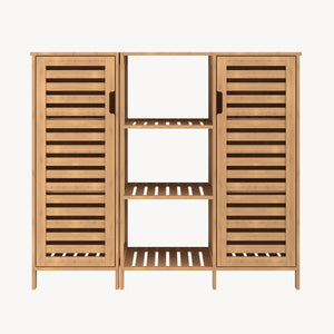 Sidobord Hakseri 2-del. 87x99x33 cm Bambus Natur [en.casa]