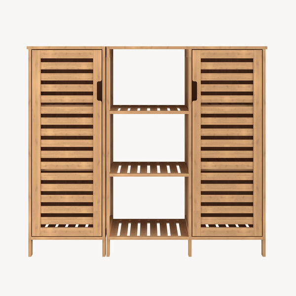 Sidobord Hakseri 2-del. 87x99x33 cm Bambus Natur [en.casa]