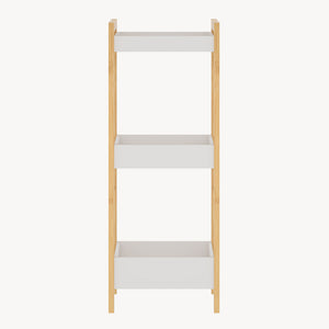 Badhylla Anun med 3 nivåer 75x28x20 cm bambu natur/vit [en.casa]