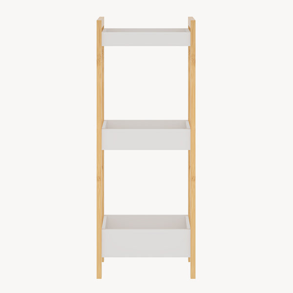 Badhylla Anun med 3 nivåer 75x28x20 cm bambu natur/vit [en.casa]