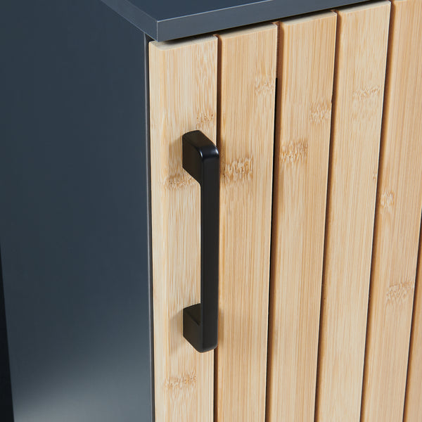 Badrumsskåp Svanes 90x30x30 cm Mörkgrå/Natur [en.casa]