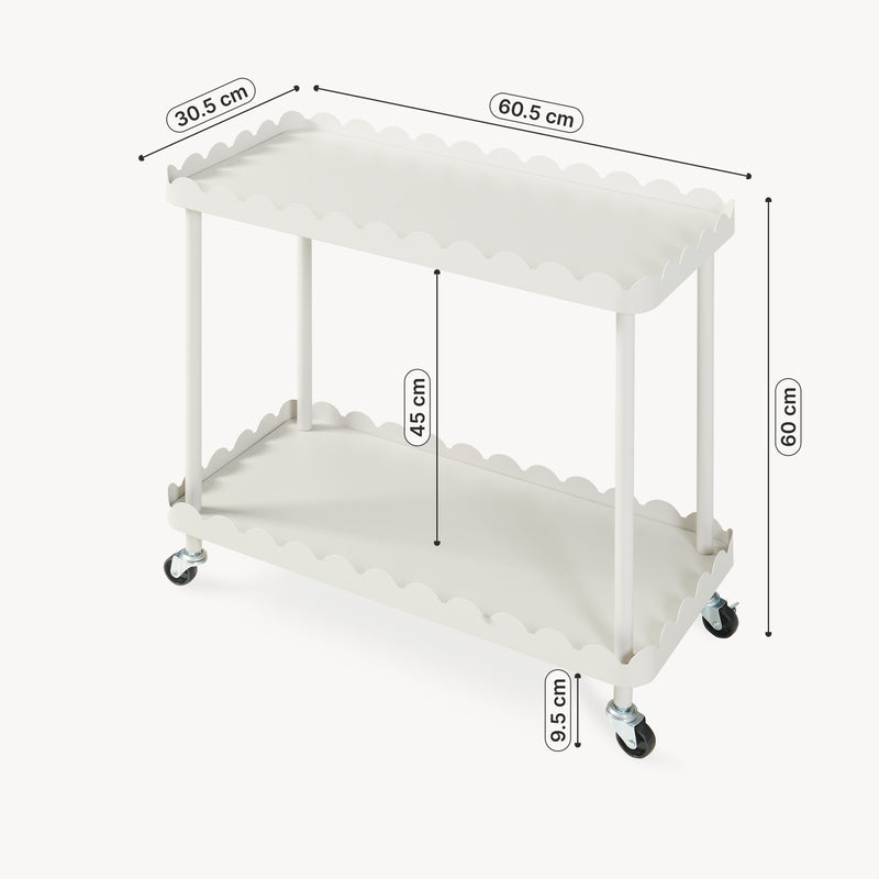 Måttskiss Serveringsvagn Bolmanralu 60x61x31 cm Grå [en.casa]