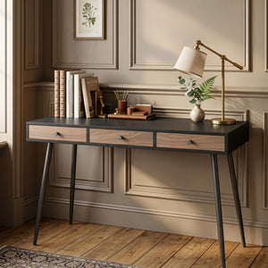 Skrivbordstumba 115x48x76 cm Svart/Valnötsoptik [en.casa]