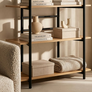 Bokhylla Kappespoo 124x80x35 cm Svart/Eklook [en.casa]
