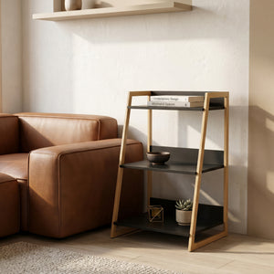 Hyllsystem Kuomi 84x53x47 cm Beige/Mörkgrå [en.casa]