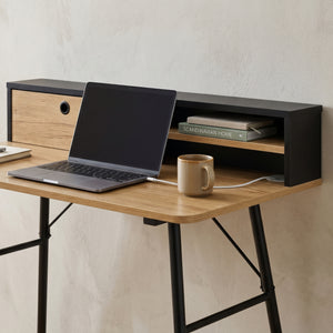 Skrivbord Var 93x90x50 cm Svart/Eklook [en.casa]