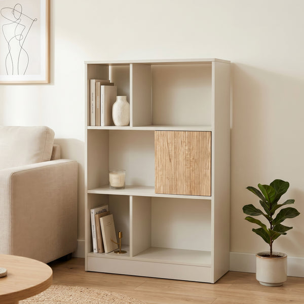 Bokhylla Karena 112x70x30 cm Krämvit/Eklook [en.casa]