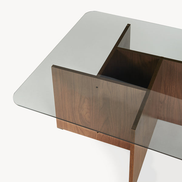 Soffbord Benexjö med glasskiva 70x70x36 cm valnötslook/grå [en.casa]