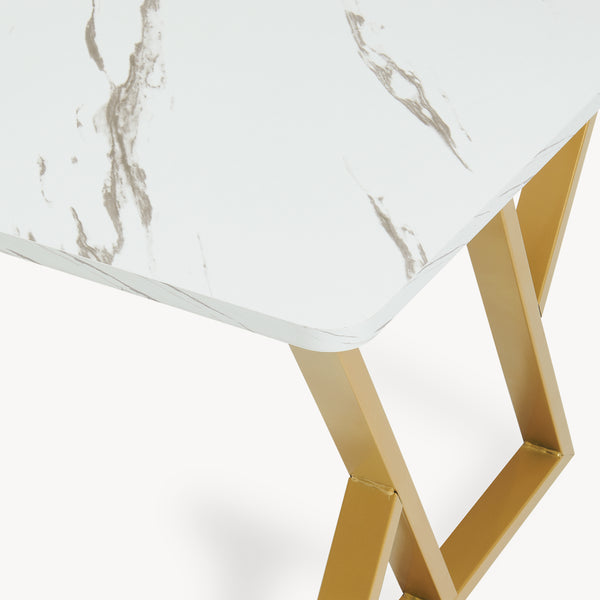 Soffbord Nolu 120x60x46 cm Guld färg/Marmorutseende, vitt [en.casa]