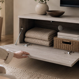 TV-bänk Kapipimso med 3 klaffar 194x31x37 cm eklook, grå [en.casa]