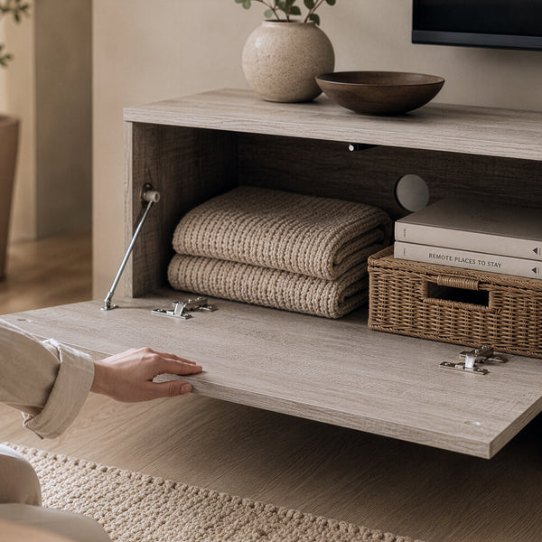 TV-bänk Kapipimso med 3 klaffar 194x31x37 cm eklook, grå [en.casa]