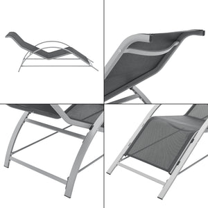 Solsängar set om 2 inkl. bord Binetto stål 169x59x66 cm [en.casa]